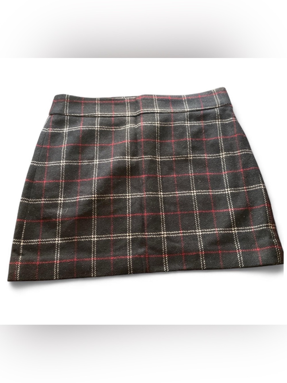 J. Crew Black Plaid Mini Skirt with Red and White Windowpane